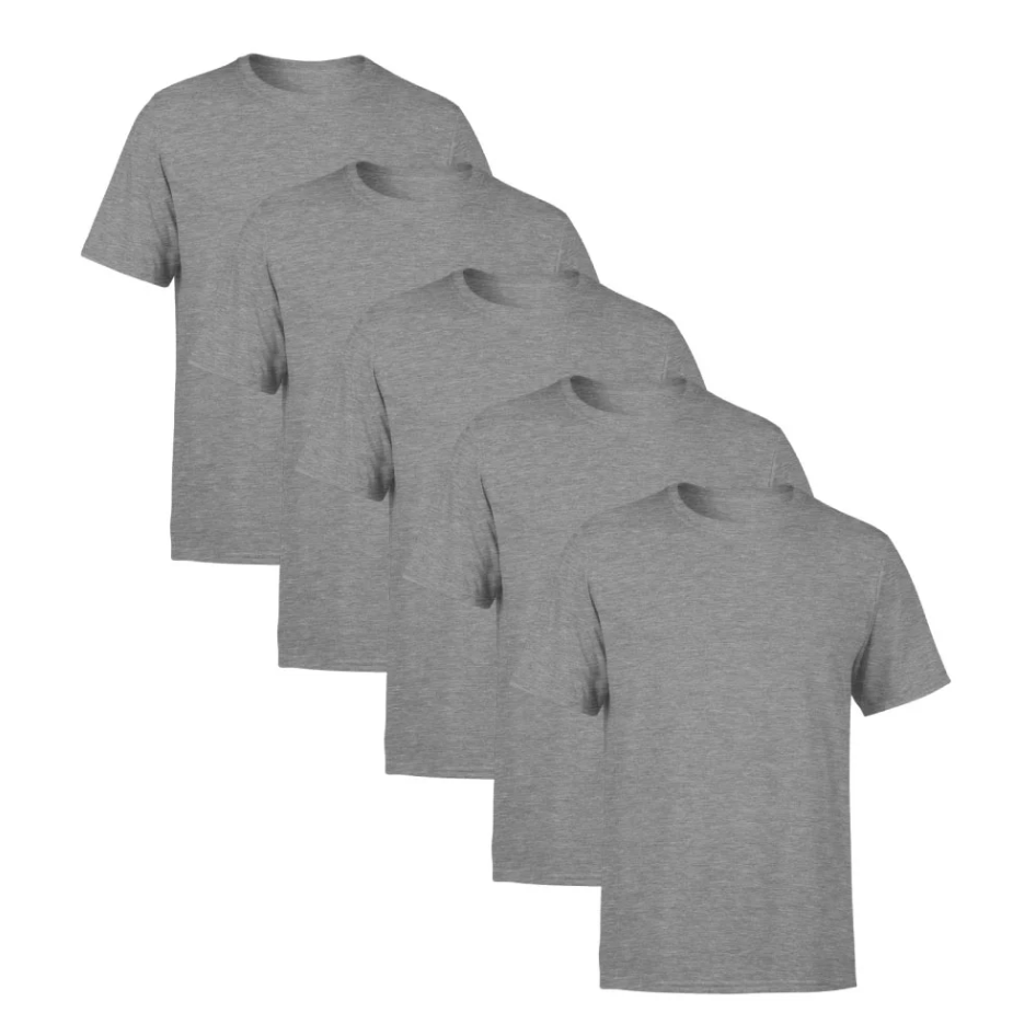 Kit 5 Camisetas Cinzas SSB Brand Masculina Lisa Premium 100% Algodão