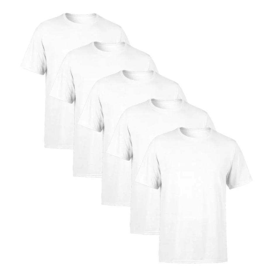 Kit 5 Camisetas Brancas SSB Brand Masculina Lisa Premium 100% Algodão