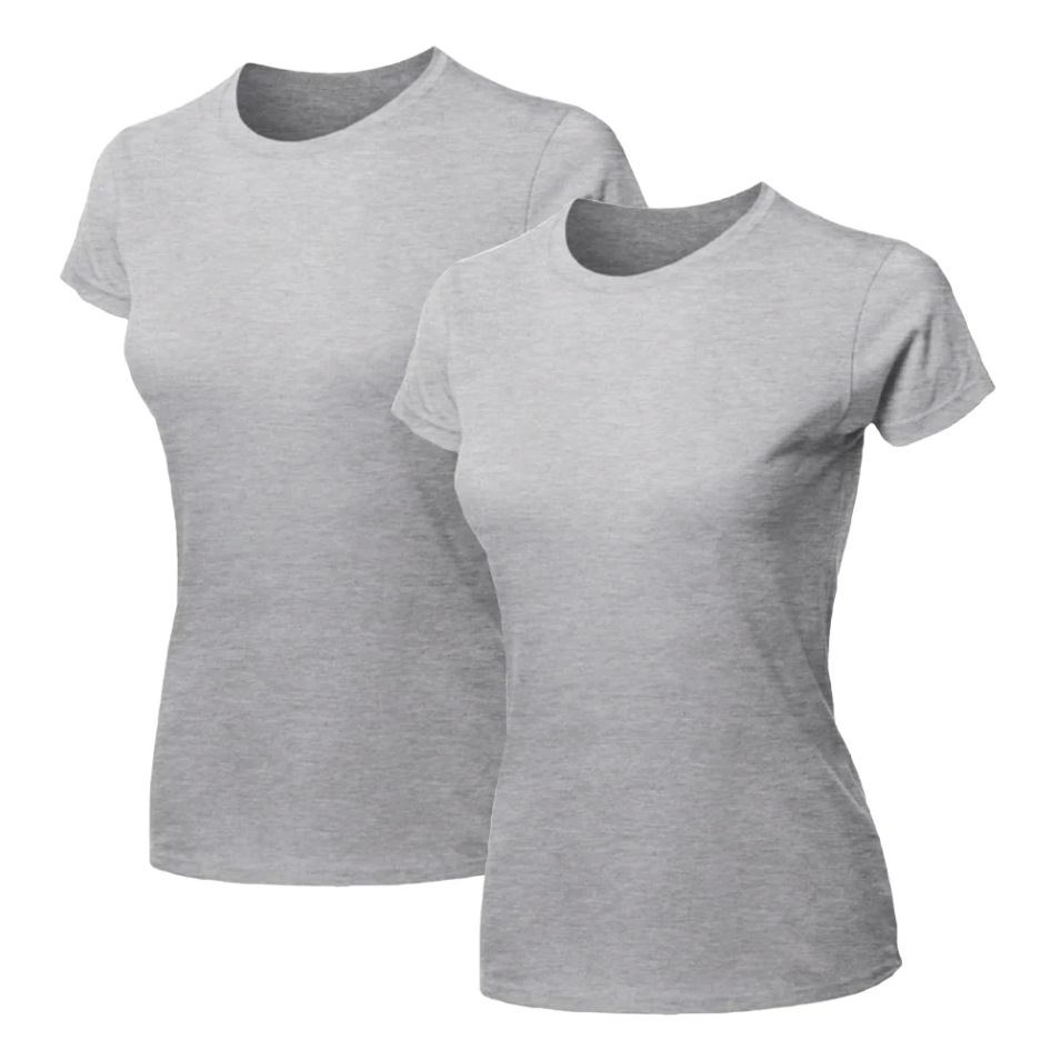 Kit 2 Blusas Feminina Camiseta Cinza Lisa Básica Algodão Camisa Baby Look