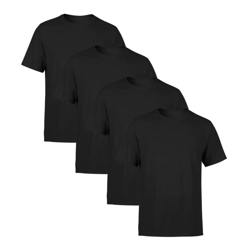 Kit 4 Camisetas Pretas SSB Brand Masculina Lisa Premium 100% Algodão