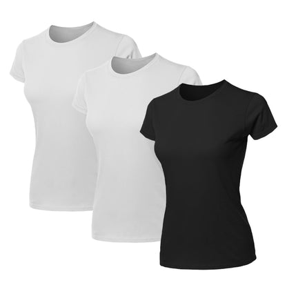 Kit 3 Blusas Feminina Camiseta Lisa Básica Algodão Camisa Baby Look