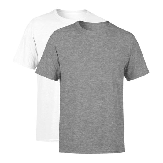 Kit 2 Camisetas Premium Masculina Lisa 100% Algodão - Branca / Cinza