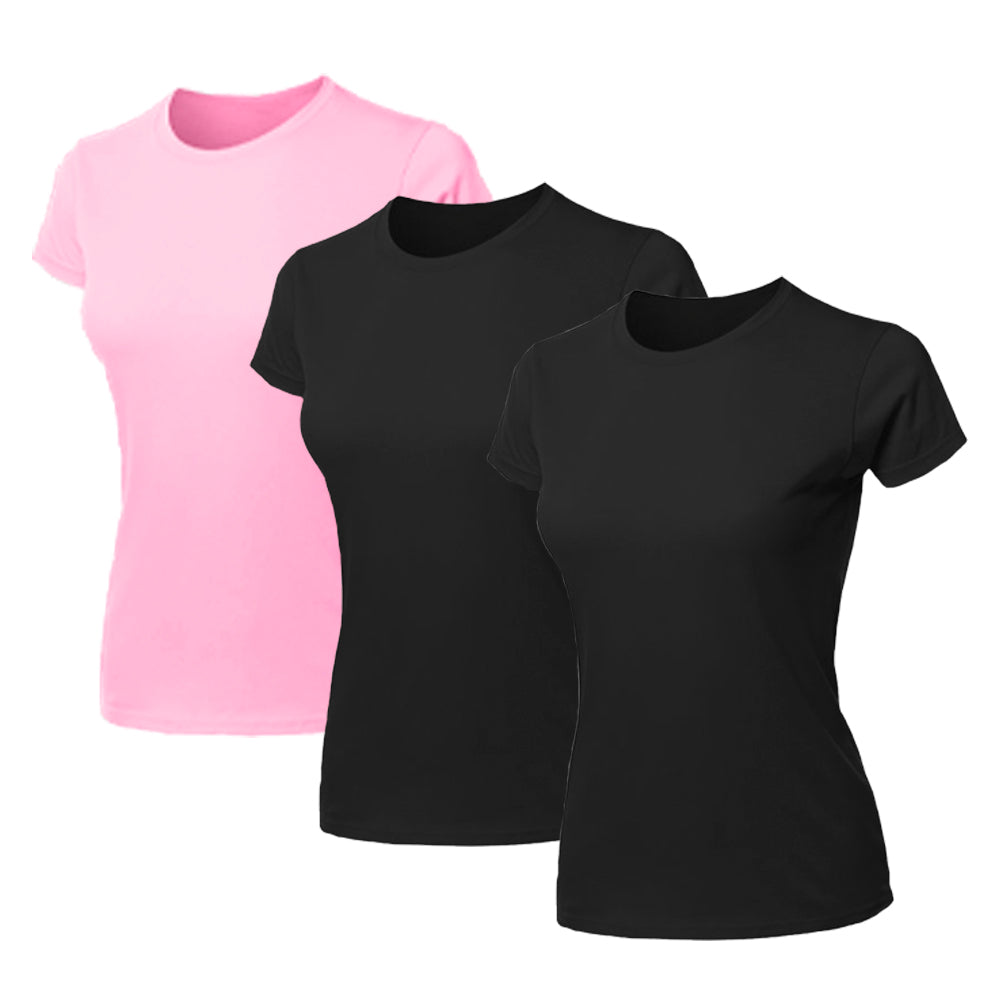 Kit 3 Blusas Feminina Camiseta Lisa Básica Algodão Camisa Baby Look
