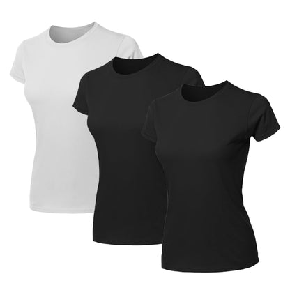Kit 3 Blusas Feminina Camiseta Lisa Básica Algodão Camisa Baby Look