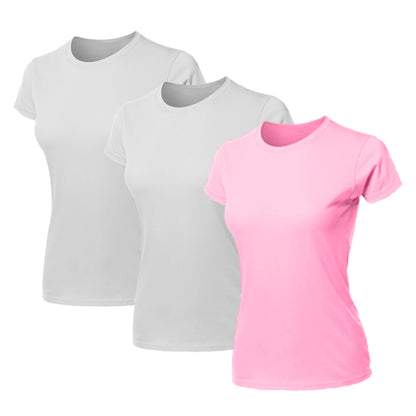 Kit 3 Blusas Feminina Camiseta Lisa Básica Algodão Camisa Baby Look
