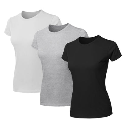 Kit 3 Blusas Feminina Camiseta Lisa Básica Algodão Camisa Baby Look