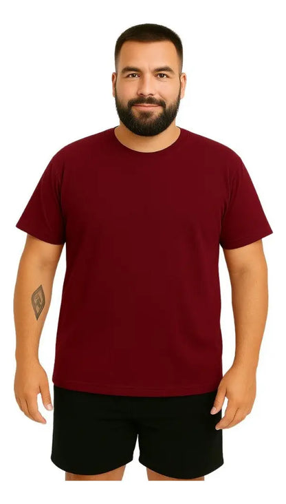 Camiseta Masculina Plus Size Camisa Lisa Algodão Premium