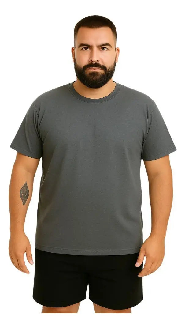 Camiseta Masculina Plus Size Camisa Lisa Algodão Premium