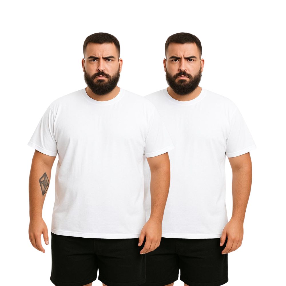 Kit 2 Camisetas Masculina Plus Size Camisa Blusa Lisa Algodão Premium
