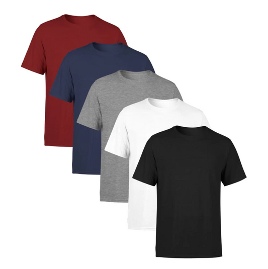 Kit 5 Camisetas Vermelha, Azul, Cinza, Branca e Preta SSB Brand Masculina Lisa Premium 100% Algodão