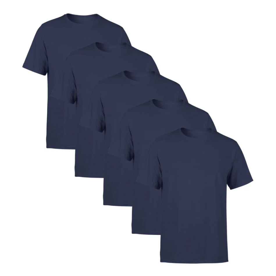 Kit 5 Azuis Camisetas SSB Brand Masculina Lisa Premium 100% Algodão