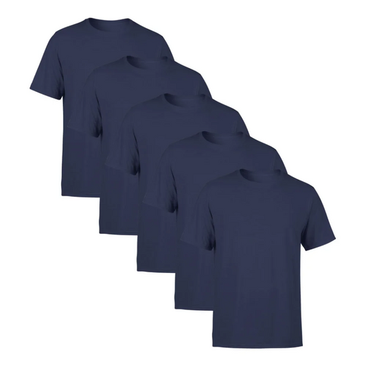 Kit 5 Azuis Camisetas SSB Brand Masculina Lisa Premium 100% Algodão