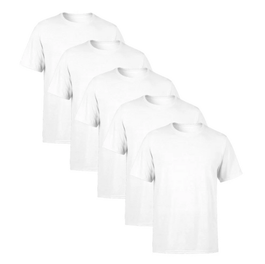 Kit 5 Camisetas Brancas SSB Brand Masculina Lisa Premium 100% Algodão