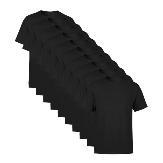 Kit 10 Camisetas Pretas SSB Brand Masculina Lisa Premium 100% Algodão