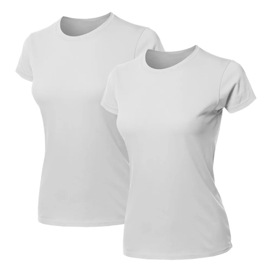 Kit 2 Blusas Feminina Camiseta Branca Lisa Básica Algodão Camisa Baby Look