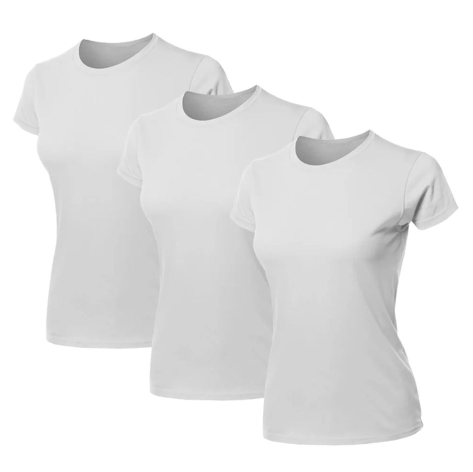 Kit 3 Blusas Feminina Camiseta Lisa Básica Algodão Camisa Baby Look