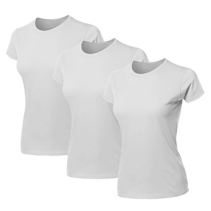 Kit 3 Blusas Feminina Camiseta Lisa Básica Algodão Camisa Baby Look