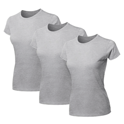 Kit 3 Blusas Feminina Camiseta Lisa Básica Algodão Camisa Baby Look