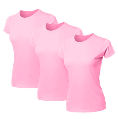 Kit 3 Blusas Feminina Camiseta Lisa Básica Algodão Camisa Baby Look