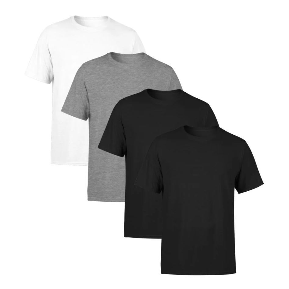 Kit 4 Camisetas Branca, Cinza e 2 Pretas SSB Brand Masculina Lisa Premium 100% Algodão