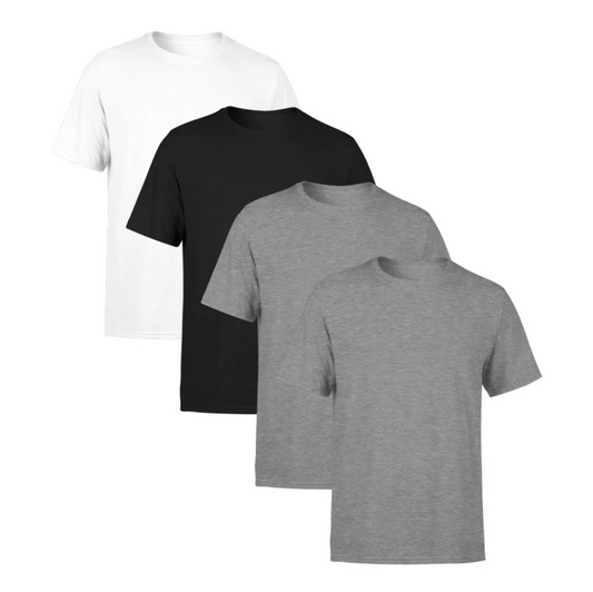Kit 4 Camisetas Branca, Preta e 2 Cinzas SSB Brand Masculina Lisa Premium 100% Algodão