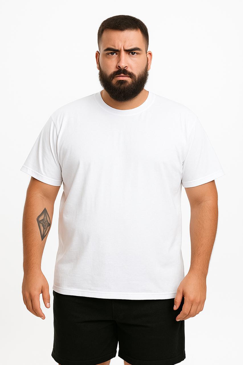 Camiseta Masculina Plus Size Camisa Lisa Algodão Premium